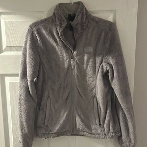 Size small gray fuzzy North Face zip up